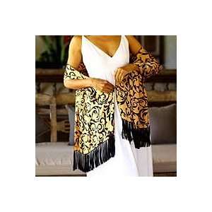  NOVICA Silk batik shawl, Royale