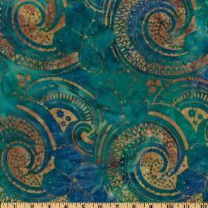  44 Wide Batik Island Punch Hibiscus Swirl Marine Fabric 