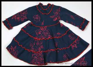 Girls INDYGO ARTWEAR Navy Rose Dress Pant Set 2 2T HCTS  