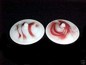 Akro Agate Large Interior Panel Red & White SUGAR LIDS / Childrens 
