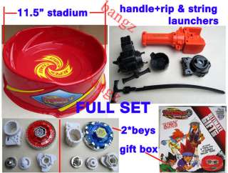 Full Set Rip String Launcher Battle Beyblade 12 Stadium Toy #2110B W 