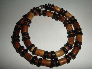 Maui Style Wood Bead Strand Necklace Choker 18  