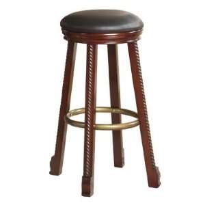   Bar Stool with Black Faux Leather Seat   2 Pieces