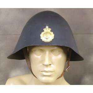  Danish Model 1923 Steel Army Helmet w/ Brass Parade Badge 