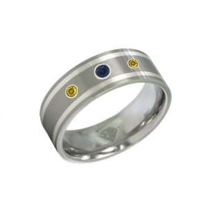    TITANIUM WEDDING BAND RING W/ BLACK & CANARY DIAMOND Jewelry