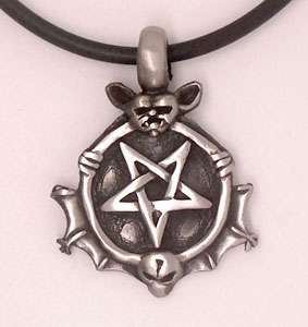 Pewter pendant of inverted bat pentacle star. Come as Choices of Key 
