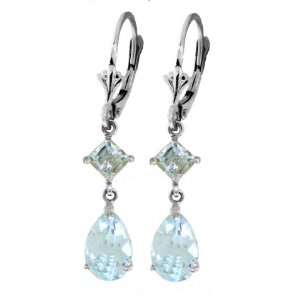  14k White Gold Dangle Earrings with Aquamarines: Jewelry