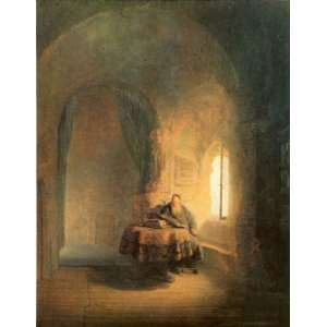 Oil Painting: Philosopher Reading: Rembrandt van Rijn Hand Painted Art