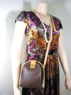 Vintage Stylish CELINE Italy Brown Canvas & Leather Small Shoulder 