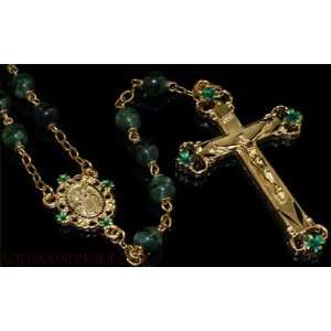 Beautiful Irish Rosary Locklinked Green Glass Bea  Kitchen 