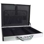 Aluminum Locking Notebook Brief Case   Fits up to 17 Laptops (Silver 
