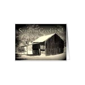  Old Tin Roof Barn Winter Seasons Greetings Card Health 