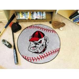 Georgia UGA Bulldogs Dawg Head Baseball Shaped Area Rug Welcome/Door 