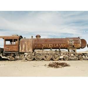 Rusting Locomotive at Train Graveyard, Uyuni, Bolivia, South America 