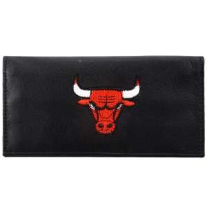   Bulls Black Embroidered Leather Checkbook Cover