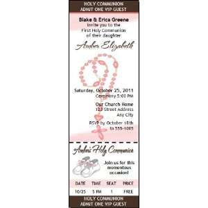  Rosary Pink Holy Communion Ticket Invitation Health 