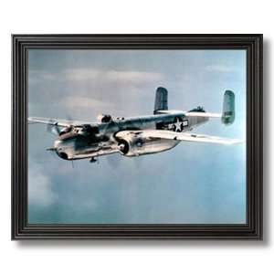 Solid Wood Black Framed WWII Bomber Mitchell Military Aviation Jet 