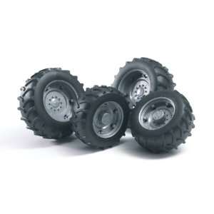  Bruder Twin Tires With Silver Rims For Tractor Series 