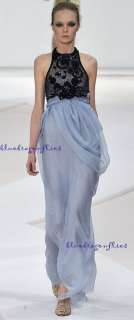 Runway VALENTINO Jeweled BLUE CHIFFON GOWN Dress  