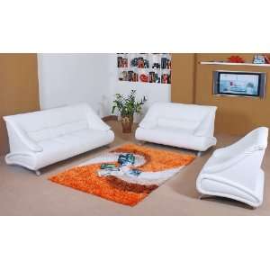  Ugo Modern White 3Pcs Leather Sofa Set