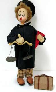 Vintage Klumpe Judge Lawyer Doll with Scales of Justice  