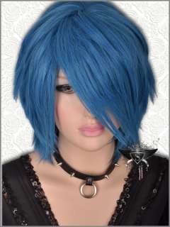 GW106 Layer Blue Mixed Short Straight Animation Wig New  