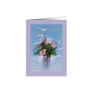   103rd Birthday Card with Flowers, Gulls, and Terns Card Toys & Games