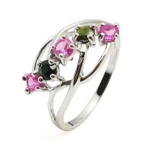  Unique Colorful Tourmaline Womens Engagement Ring (Size 8 