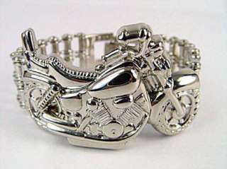 Face Silver Motorcycle Biker Urban Gothic Silver Chain Link Watch USA 
