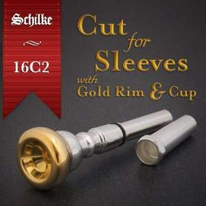  Schilke 16C2 Trumpet Mouthpiece 24k Gold Rim & Cup Cut for 