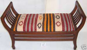 Authentic Antique Turkish Kilim Upholstered Bench/Chair  