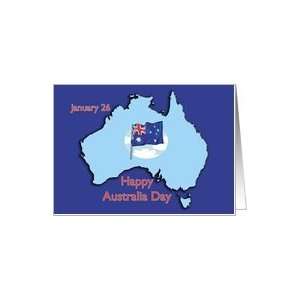 Australia Day January 26 Map and Flag Card