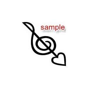  MUSIC TREBLE CLEF WITH HEART 10 WHITE VINYL DECAL STICKER 