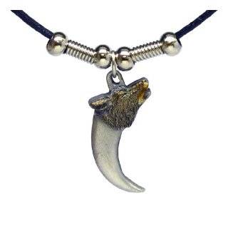 Howling Wolf Claw Pendant   Beaded Black Leather Necklace by Siskiyou