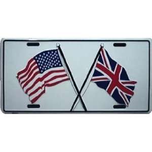Union Jack Uk England/Usa Friendship Flag Metal License Plate Auto Car 