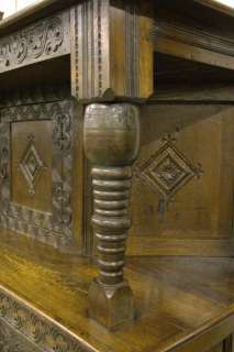 Antique Georgian Period Carved Oak Court Cupboard 1800  