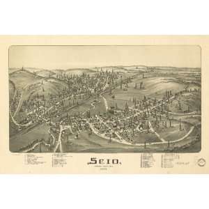 Historic Panoramic Map Scio, Harrison County, Ohio 1899 