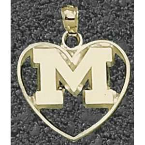  Michigan Wolverines 14K Gold M Michigan Heart 5/8 Pendant 
