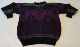   Wool Norwegian Ski Sweater Purple Turquoise Mens M/ Miss L  