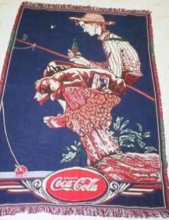 COCA COLA Coke 49x70 TAPESTRY BLANKET Throw/Wall Hanging Fishing 