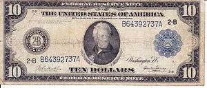 10 Dollar Large Size Federal Reserve Note Series of 1914, Blue Seal 