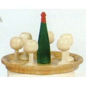    Wine Service Tray Wood Doll House Miniature: Home & Kitchen