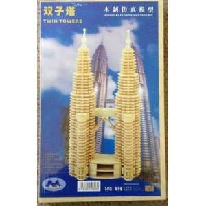  3D Woodcraft Puzzle Educational Aid   Twin Towers 