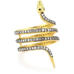  Azaara Static Yellow Gold Snake Ring, Size 8 Jewelry