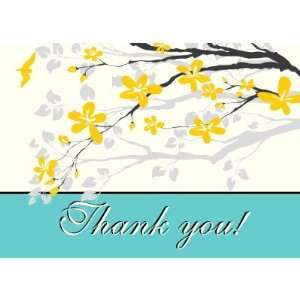  Flowers yellow turquoise wedding Thank you card Health 