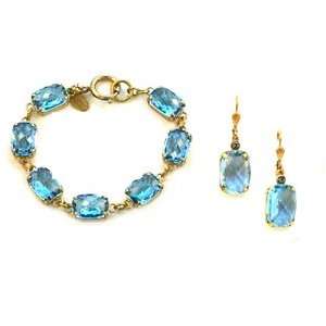 Catherine Popesco 14K Gold Plated Aqua Blue Swarovski Crystal Dangle 