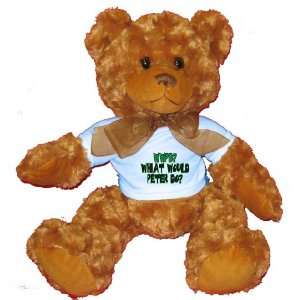   What would Peter do? Plush Teddy Bear with BLUE T Shirt: Toys & Games