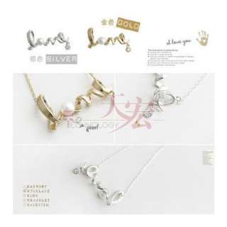 Fashion Silver Golden Twist Love Pearl Necklace Pendant Chain Gift 