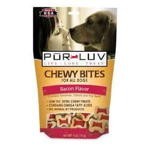   Pet Products PurLuv Chewy Bites Bacon Dog Treat 6 oz Bag: Pet Supplies