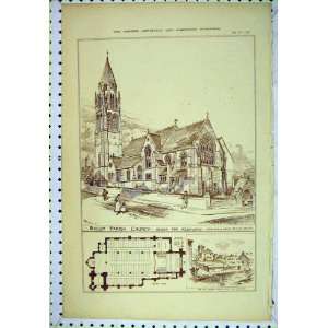 1878 Exterior View Bacup Parish Church Plan Sketch: Home 